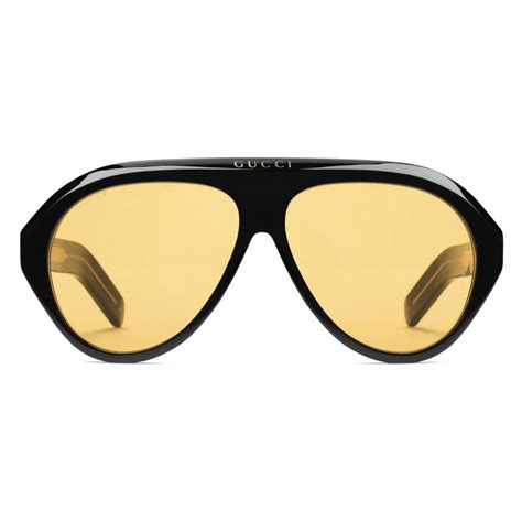 gucci black yellow sunglasses|clear yellow gucci glasses.